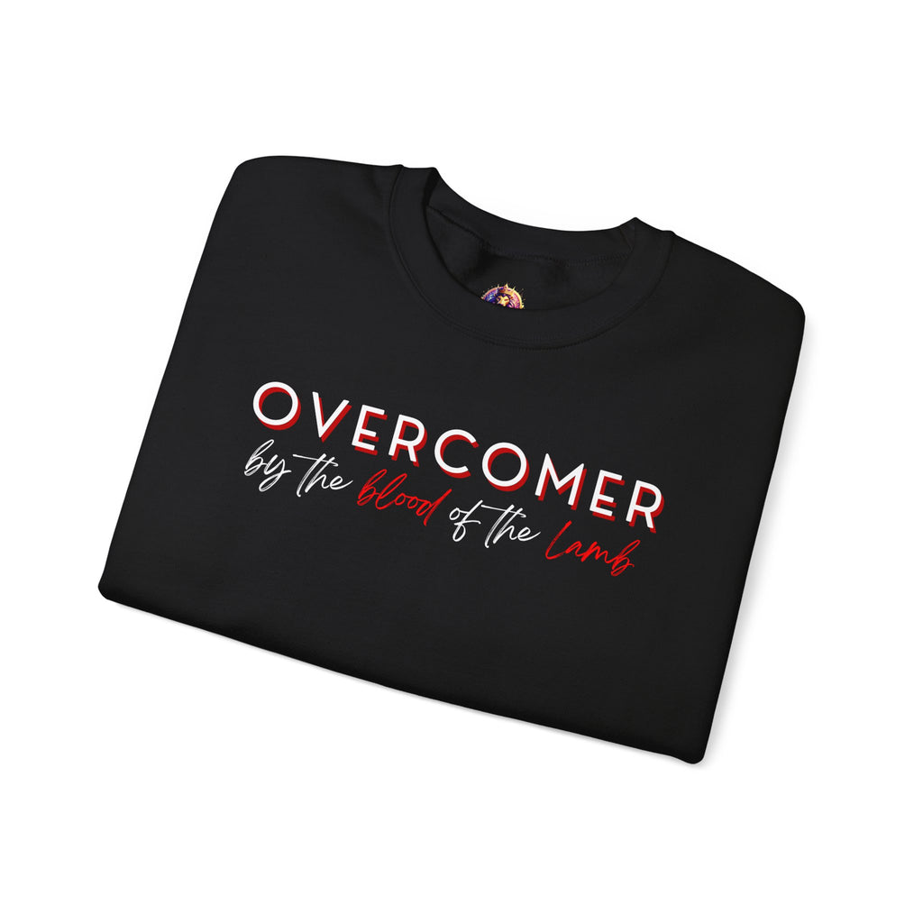 The Overcomer Crewneck Sweatshirt w/White and Red Text