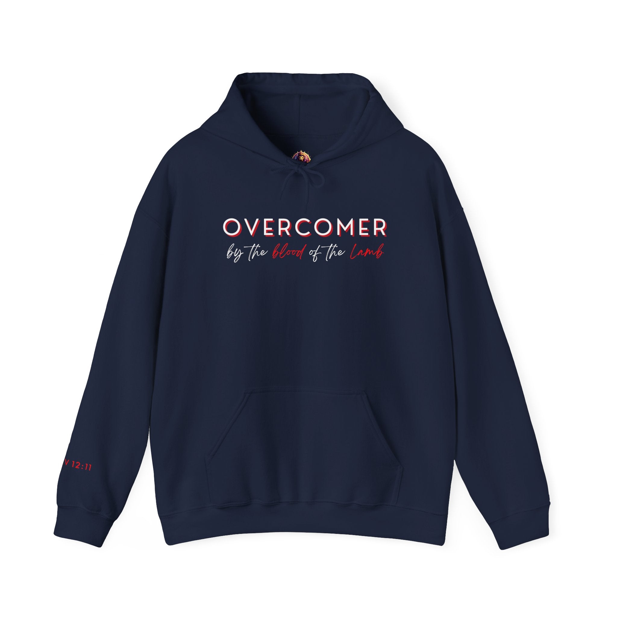 The Overcomer Hoodie w/White and Red Text