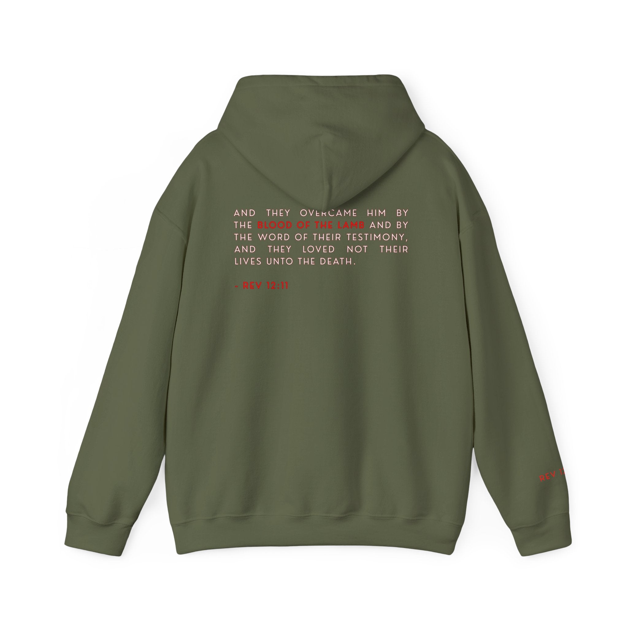 The Overcomer Hoodie w/White and Red Text