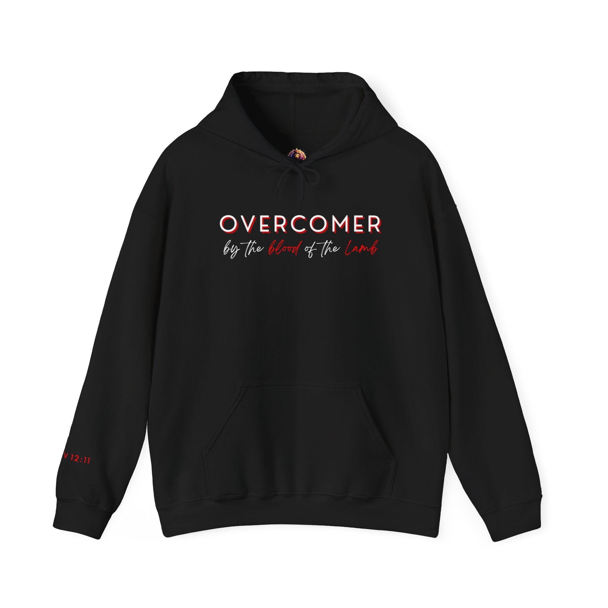 The Overcomer Hoodie w/White and Red Text