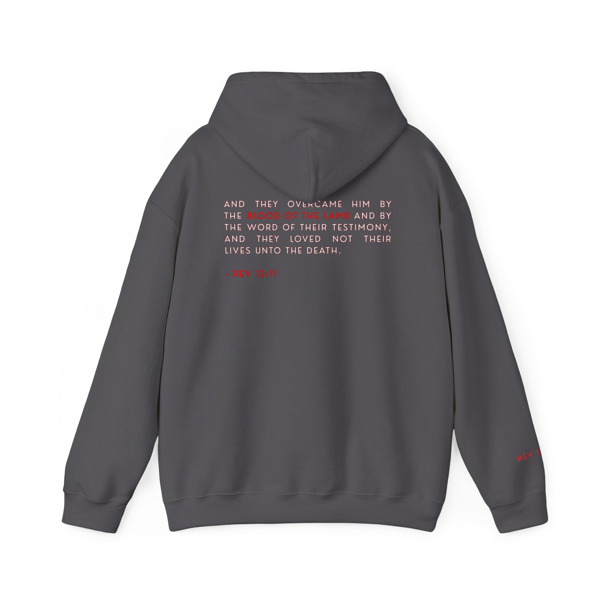 The Overcomer Hoodie w/White and Red Text