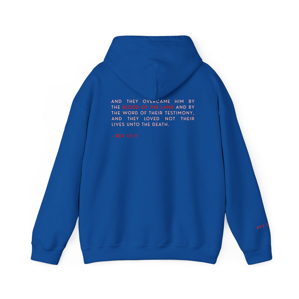 The Overcomer Hoodie w/White and Red Text
