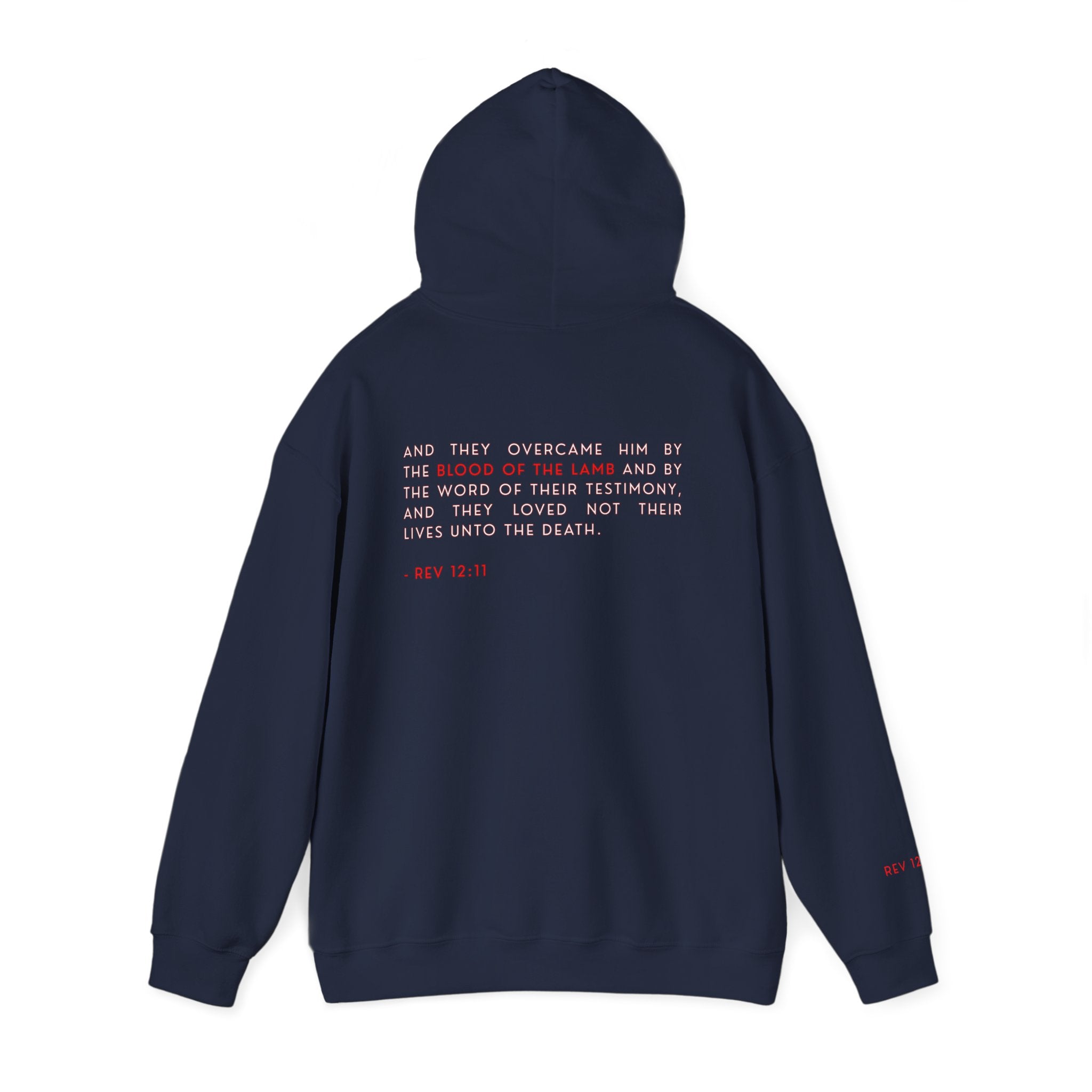 The Overcomer Hoodie w/White and Red Text