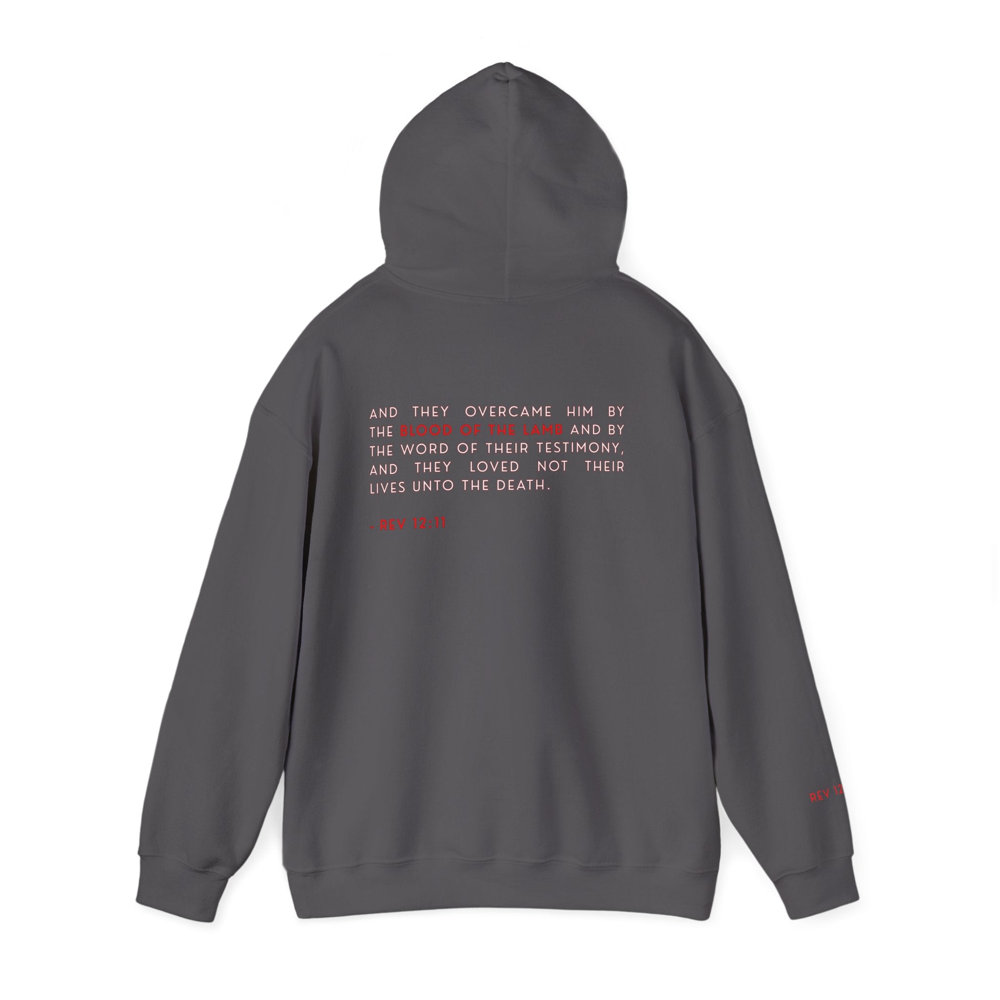The Overcomer Hoodie w/White and Red Text