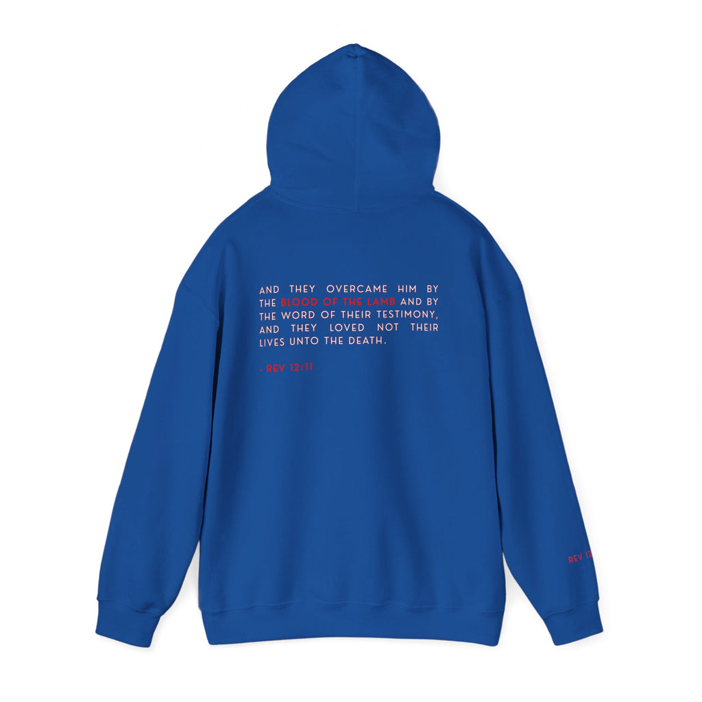 The Overcomer Hoodie w/White and Red Text