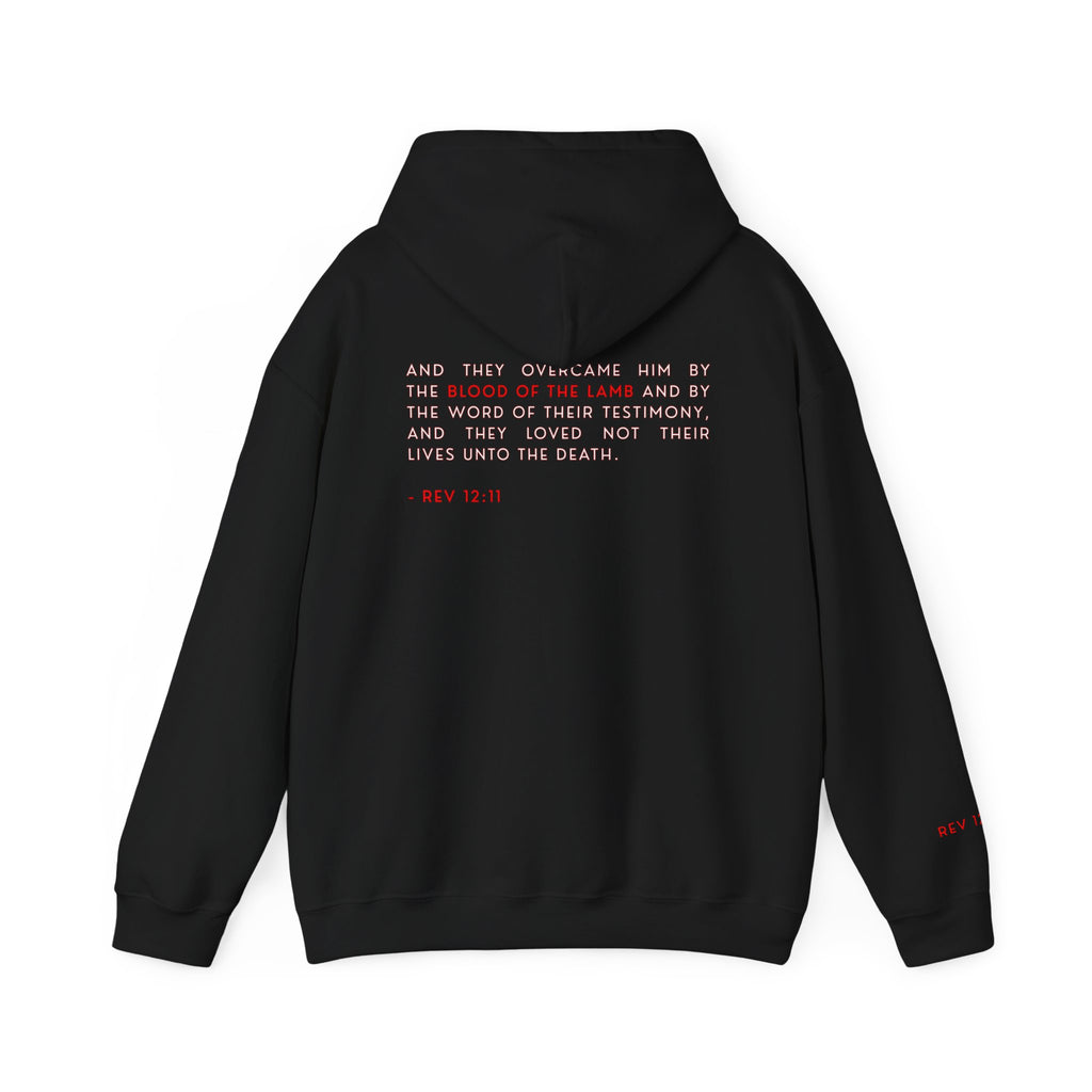 The Overcomer Hoodie w/White and Red Text