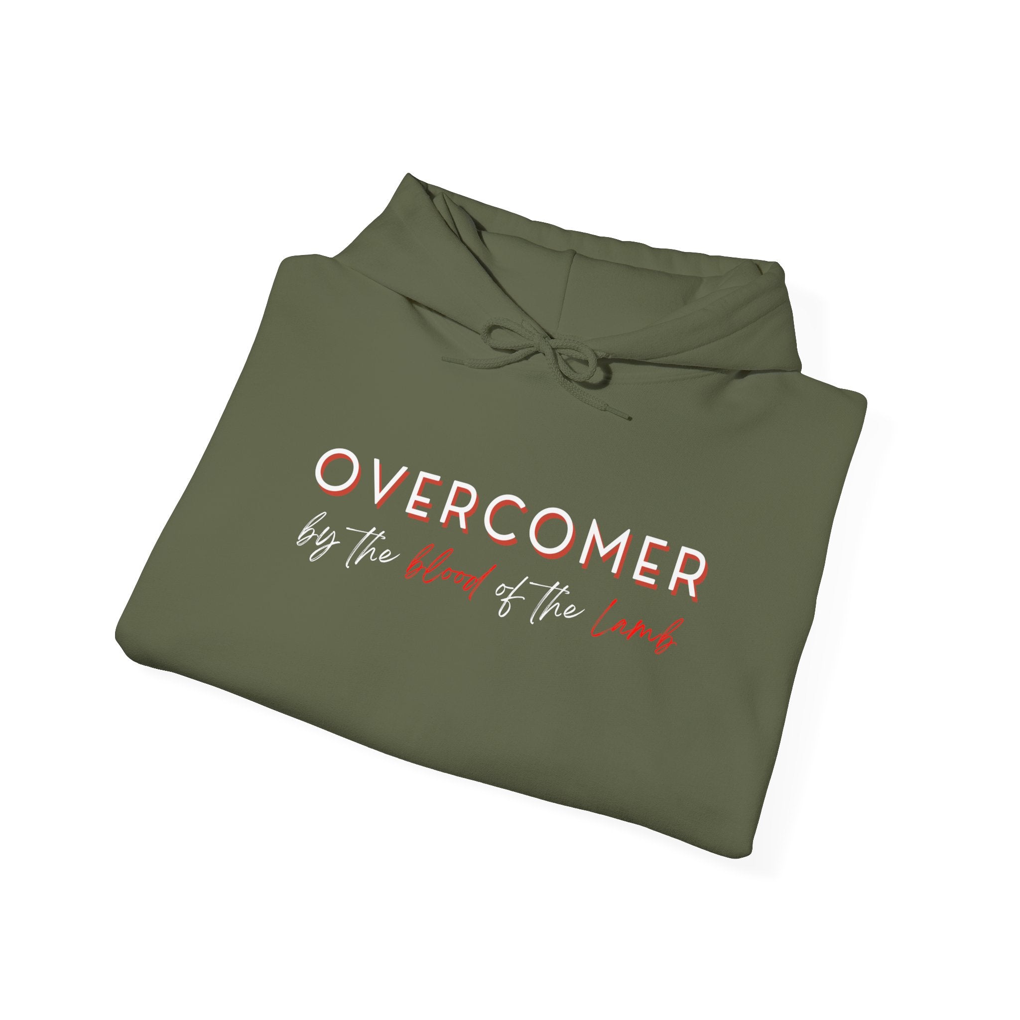 The Overcomer Hoodie w/White and Red Text