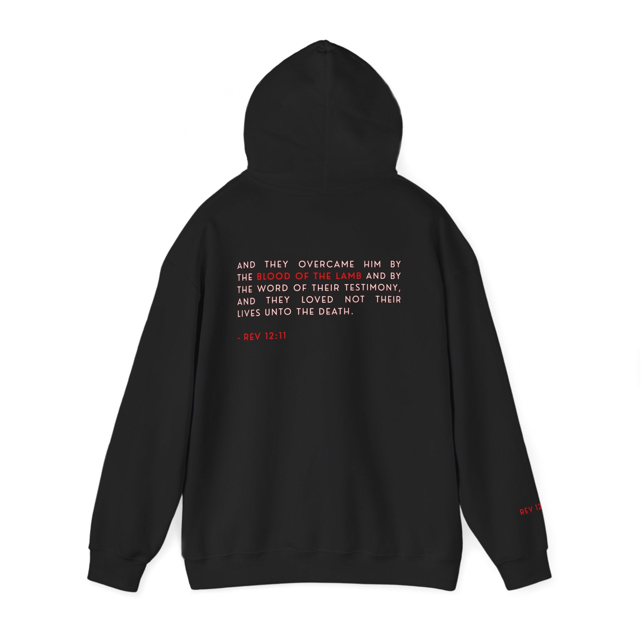 The Overcomer Hoodie w/White and Red Text